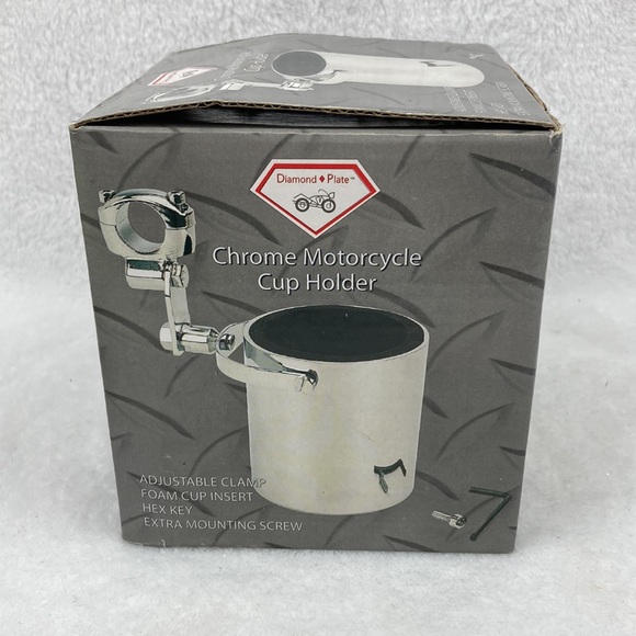 Diamond Plate Chrome Motorcycle Cup Holder NIB - Picture 4 of 14